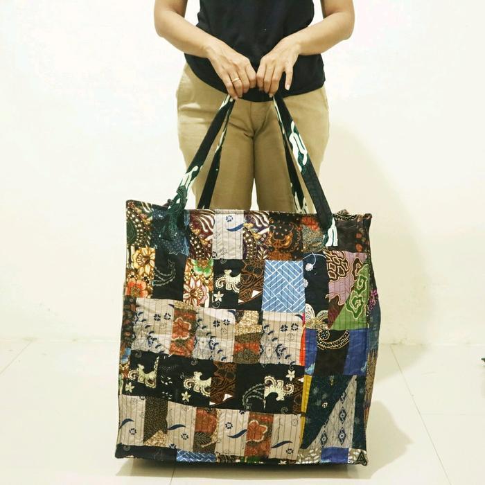 Tas Laundry Jumbo Batik Resleting Tahan Lama Kain Perca Original