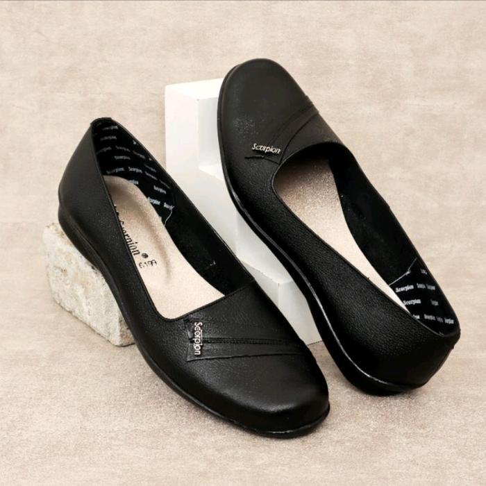 Murah Sepatu Kulit Wanita Scorpion 6199 Hitam Premium