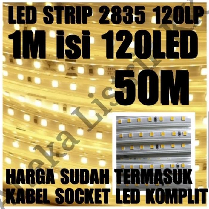 Terbaik Lampu Led Strip 2835 120 Led 50M 220V Outdoor Kuning Warm White 50M Led Rol Selang 2835