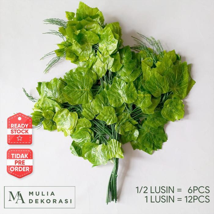 DEKORASI DAUN ARTIFICIAL HIAS PLASTIK ANGGUR DAUN RAMBAT BESAR KECIL PLASTIK SETENGAH LUSIN 1 LUSIN