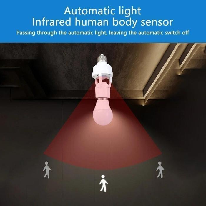 Vinnatsu Fitting Lampu Sensor Gerak Otomatis Bohlam Sensor 60W E27 Fitting Lampu Bohlam Fitting