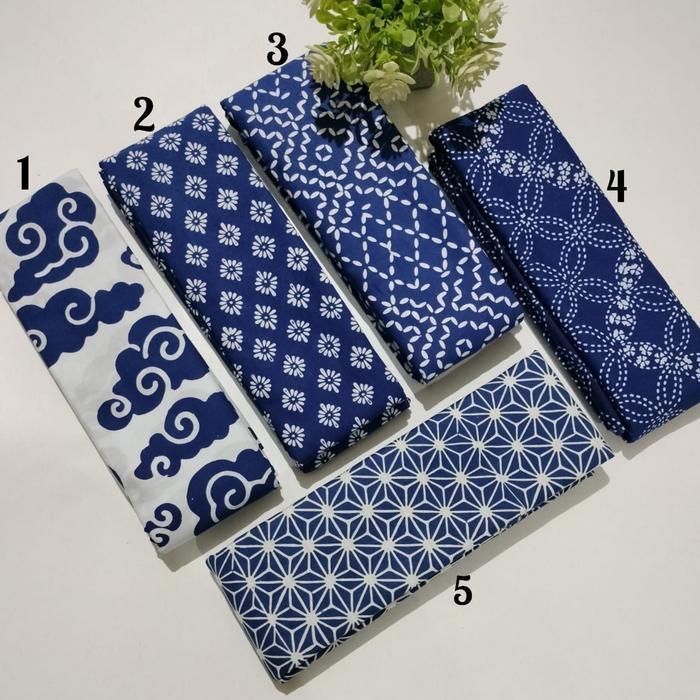 Kain Batik Cap Handmade Serian Navy Putih (18)