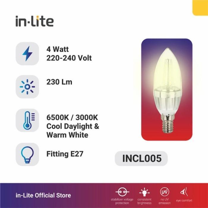 LAMPU LED CANDLE IN-LITE INCL005 4W E14 / E27 PROMO TERMURAH