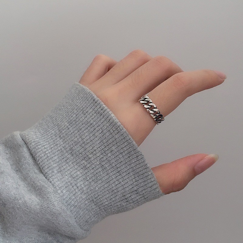 Buyee 925 Sterling Silver Simple Ring Finger Double Circle Sweet Open Ring for Woman Man Fashion