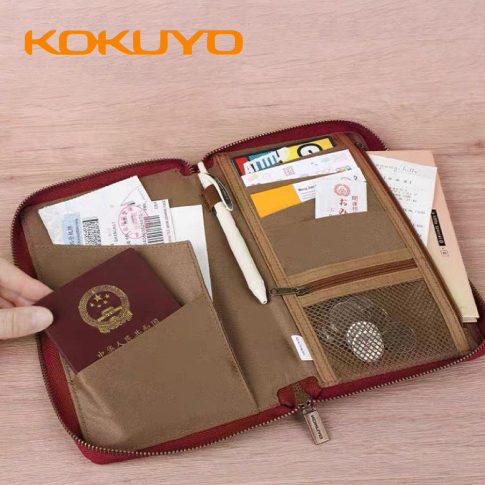 Japan KOKUYO Pencil Case One Meter New Pure TRAVEL Travel Storage Bag Portable Simple Passport