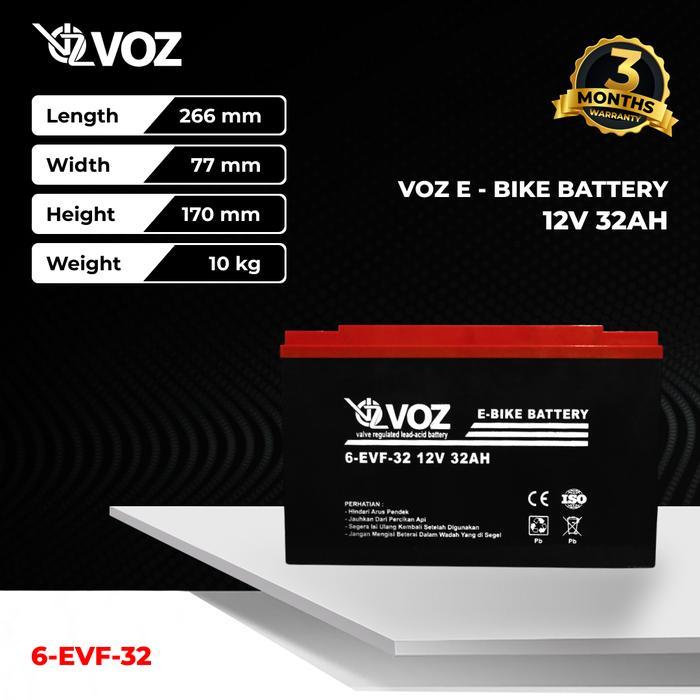 Voz Baterai Sepeda Listrik 12V 32 Ah Voz E-Bike Baterai 12V 32 Ah