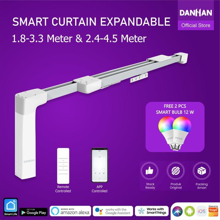 Rel Gorden Otomatis Remote, Control melalui Smartphone Smart Curtain Expandable Danhan, Curtain Adju