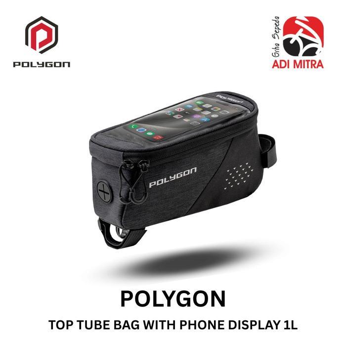 Terbaru Polygon Tas Sepeda Frame Mtb Polygon Top Tube Bag With Phone Display 1L Hitam Weatherproof