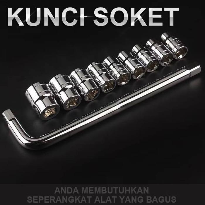 NEW KUNCI SOCKET WRENCH-Kunci Socket 10 pcs dan 27 Pcs Mata Kunci Socket Set 10 Pcs