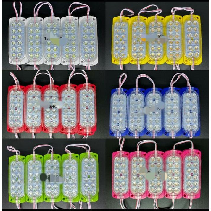 NEW Lampu LED Module 12 Mata 24 Volt / 12 Volt Modul 12 Mata DC 24V 12V