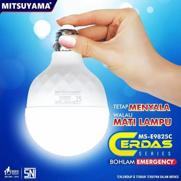 Mitsuyama Lampu Bohlam LED Emergency 25W 30W 35W Otomatis Nyala Saat Mati Lampu Cerdas Series 1850LM
