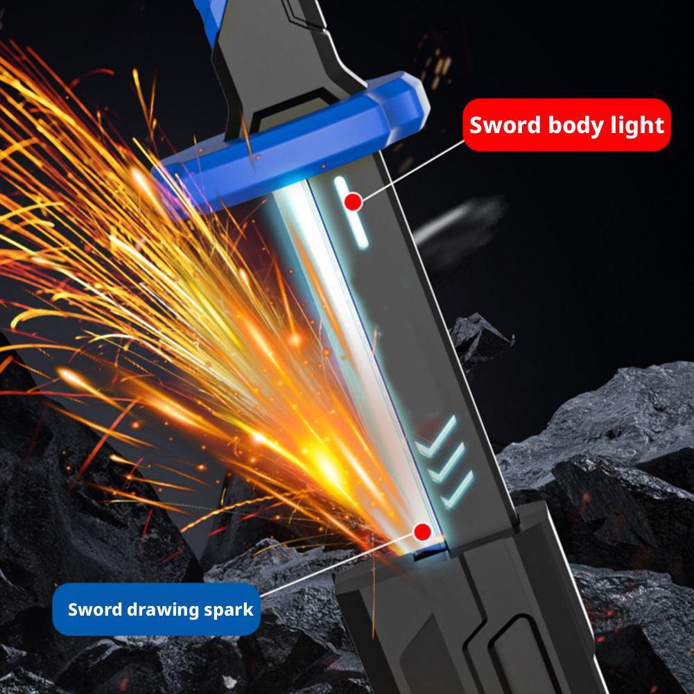 Colorful Streamer Glowing Sword Toys with Spark & Smoke Effect Sword Prop Toys For Kids Adult Flash