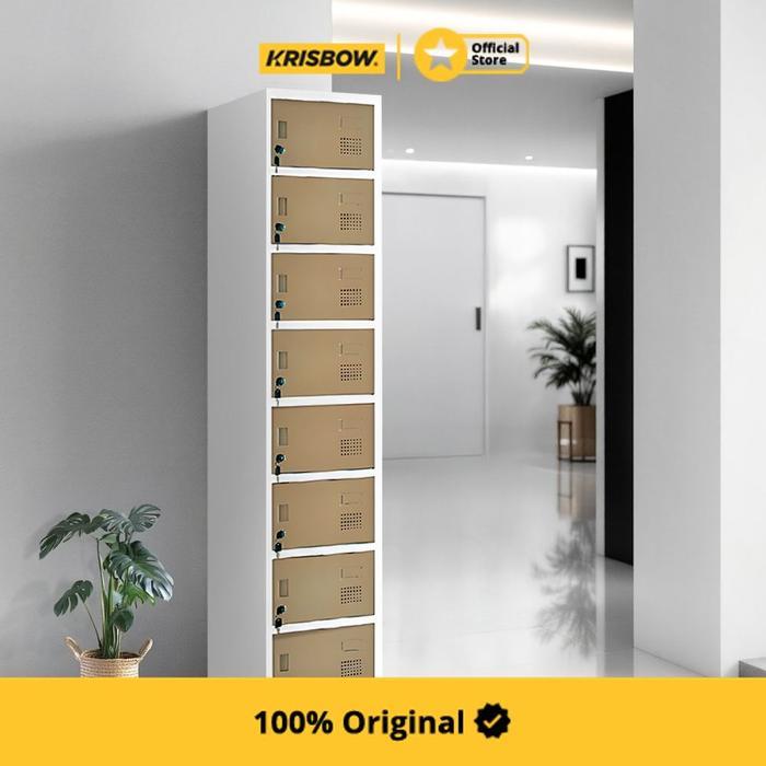 Krisbow Loker 8 Pintu Single Column - Cokelat Lemari Loker Kabinet Locker Storage Pintu Locker Cabin