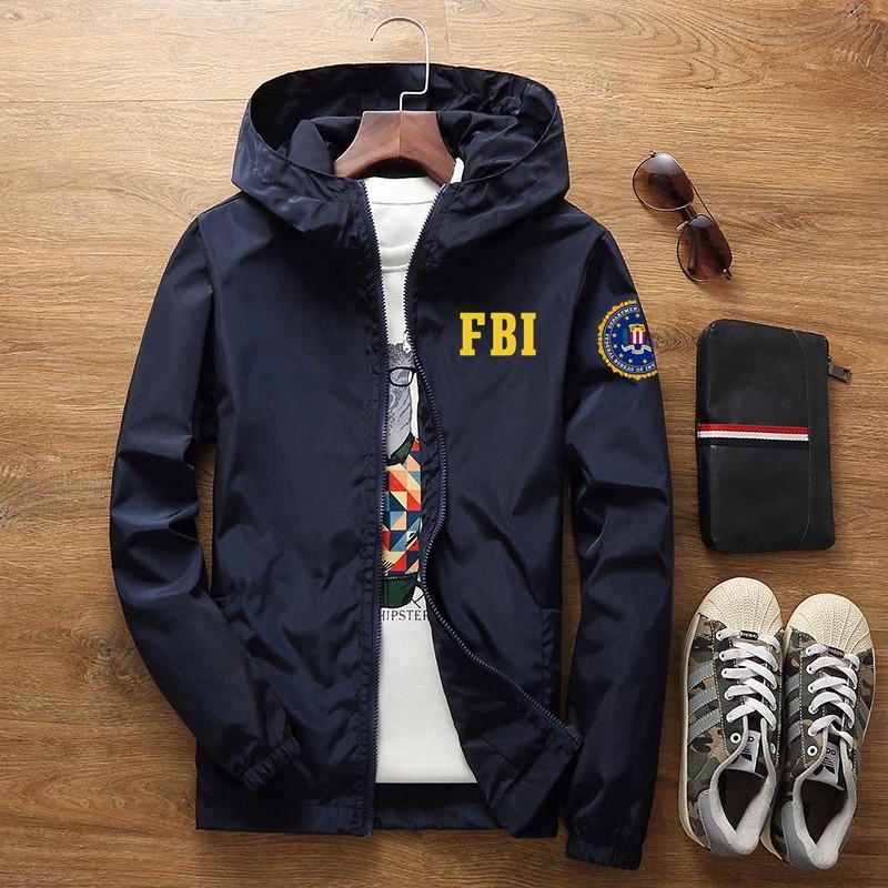 Sunscreen Waterproof FBI Shield Casual Jackets Ultra Light Men's Summer Hooded Jacket Super Thin