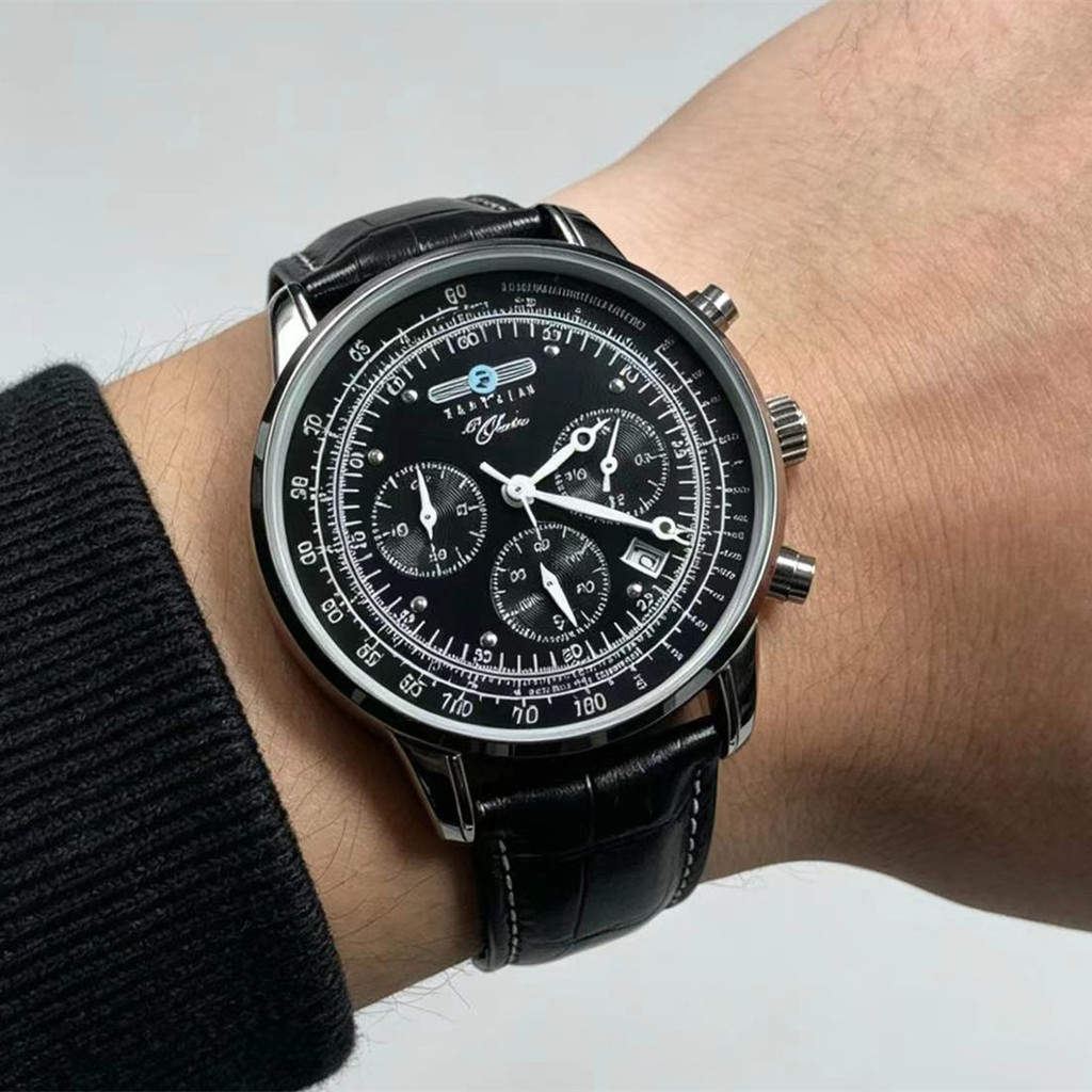 Fashionable Business Zeppelin Watch Luxury Date Men's Watch Top Leather Strap Waterproof Wristwatch