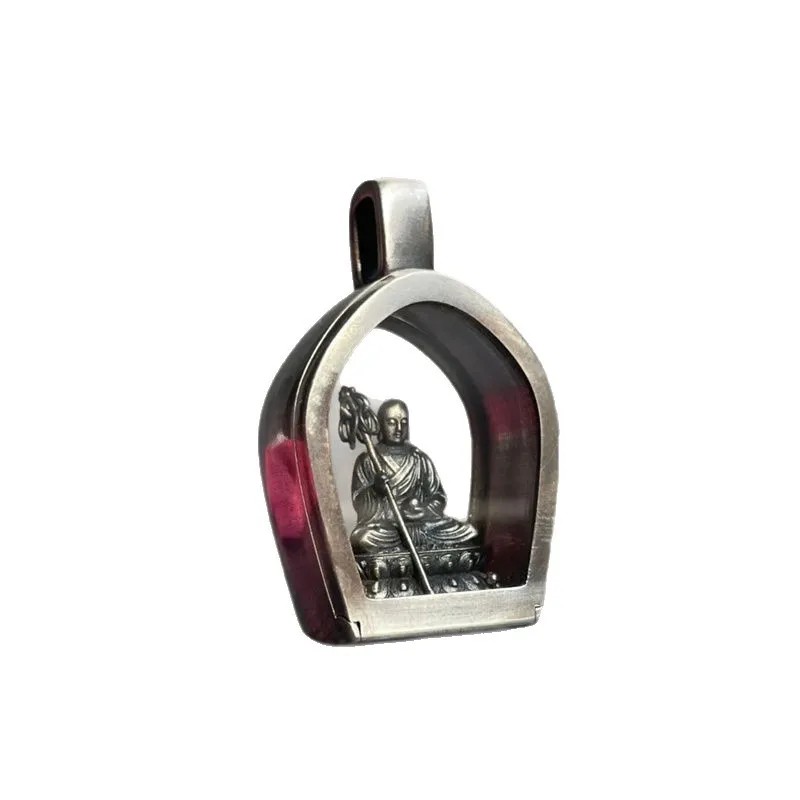 Gawu Box Ksitigarbha Bodhisattva Pendant, Portable Buddha Necklace, Retro Birth Year Guardian Buddha
