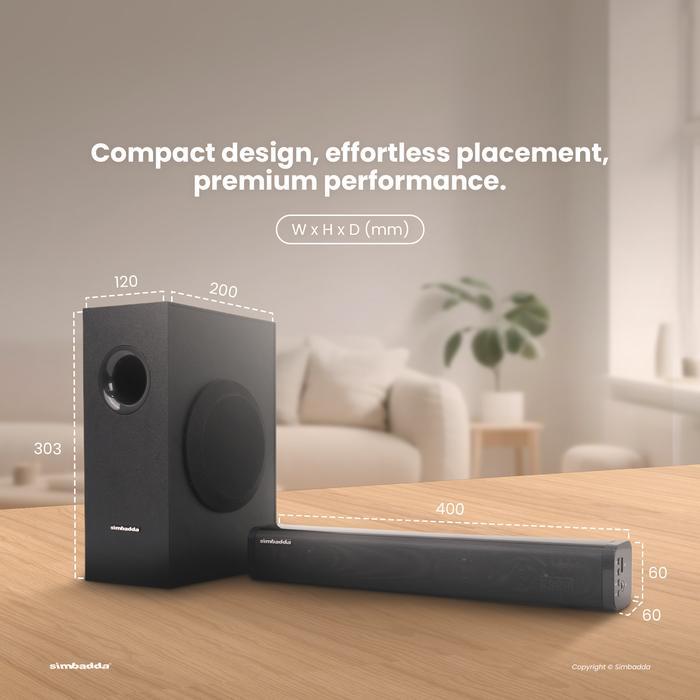 Official Simbadda Cst 380N Orion Bass - Power Compact Soundbar Original