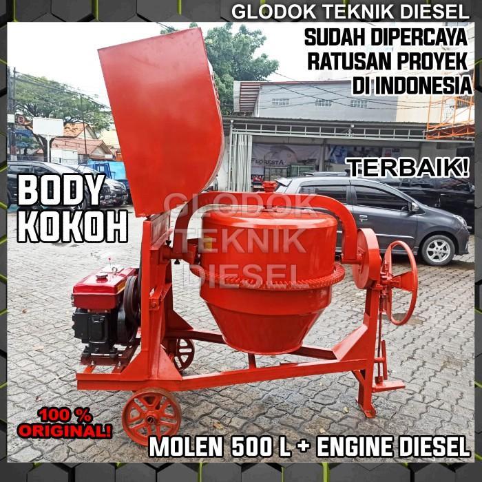 MESIN MOLEN 500 LITER + DIESEL 8 HP 8 PK MOLEN SEMEN BETON BERKUALITAS - +Diesel 7 PK FREE ONGKIR - 