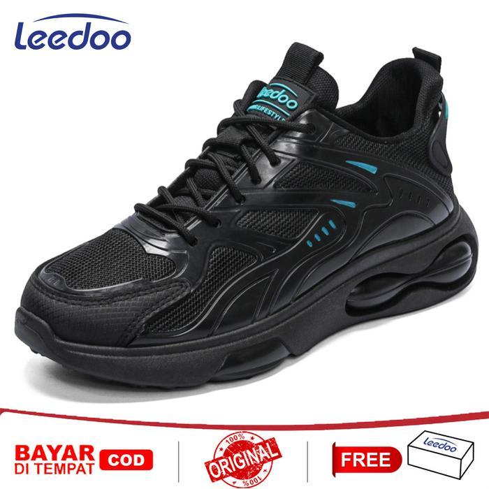 Eiger - Sepatu Running Pria Sepatu Lari Sneakers Cowok Outdoor Kulit Shoes Hitam Antiselip Sepatu