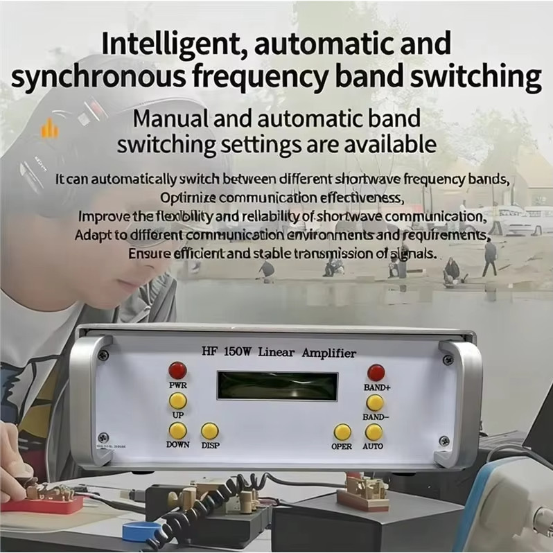 150W HF LINEAR AMPLIFIER HAM RADIO AMPLIFIER 1MHZ-30MHZ AMPLIFIER HF RADIO FOR FM AM SSB CW FT8 SDR