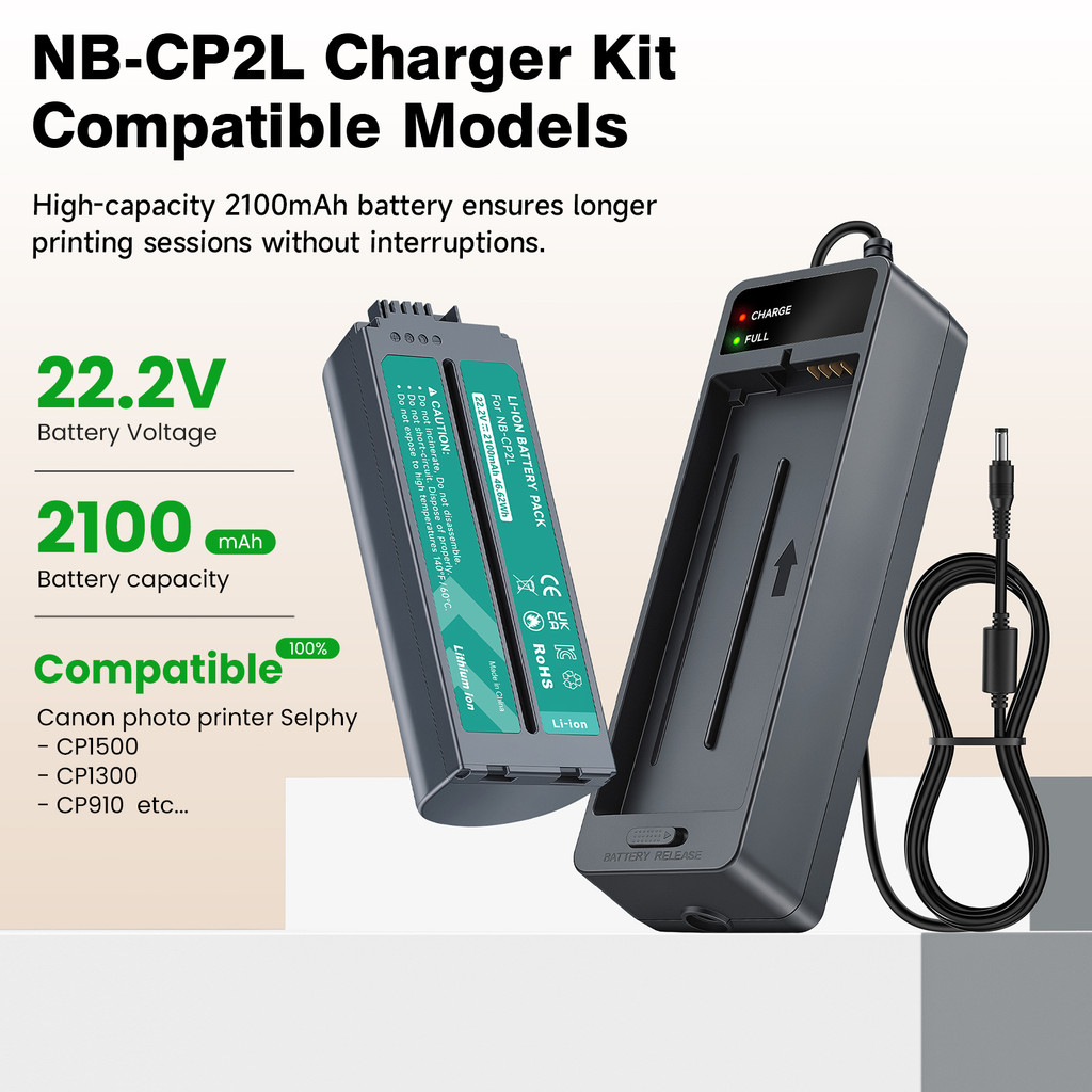 2100mAh NB-CP2L Rechargeable battery And Charger for Canon photo printer Selphy CP1500 CP1300 CP1200