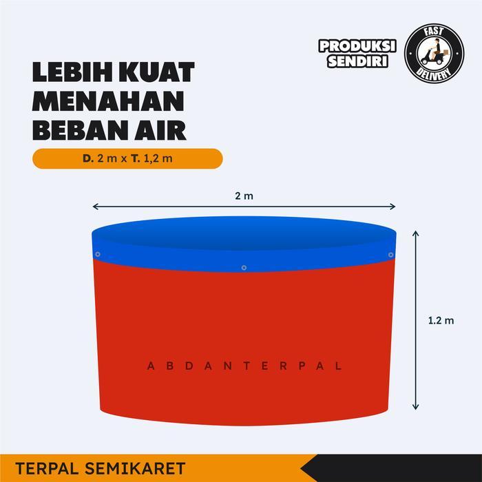 kolam terpal bioflok bulat semikaret diameter 2 (terpal saja)