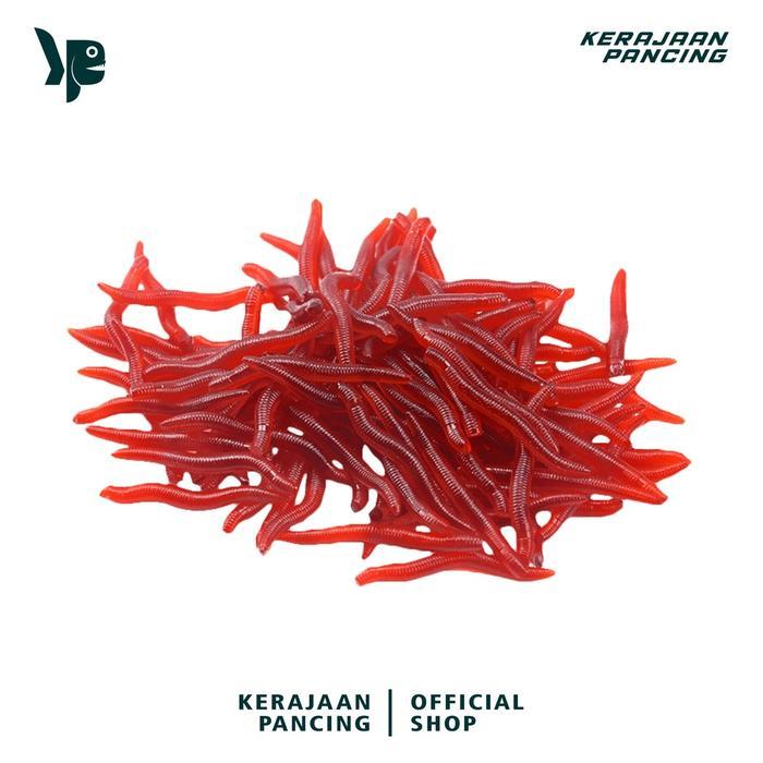 KP - Umpan Cacing Merah 50pcs 3.5cm Soft Worm Silikon Alat Ikan Laut Lure Pancing Joran