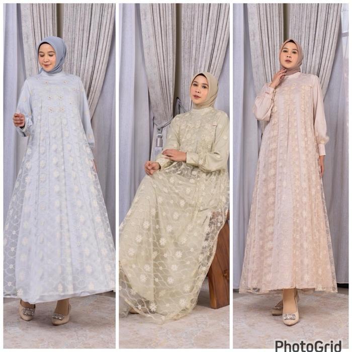 ORIGINAL Fazia Gamis Marevi Cantik Mewah brukat simple Terbaru - Model Terbaru READY STOCK