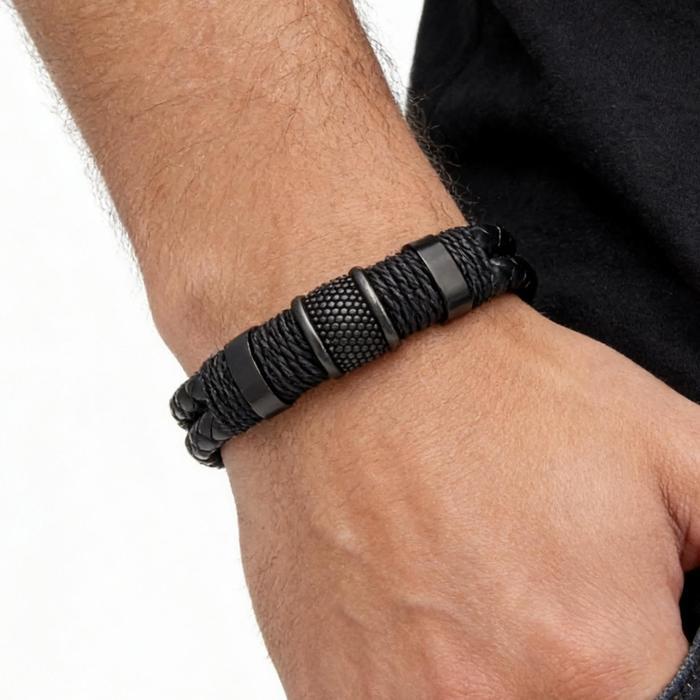 Promo Gelang Kulit Asli Pria - Gelang Hitam Aksesori Keren