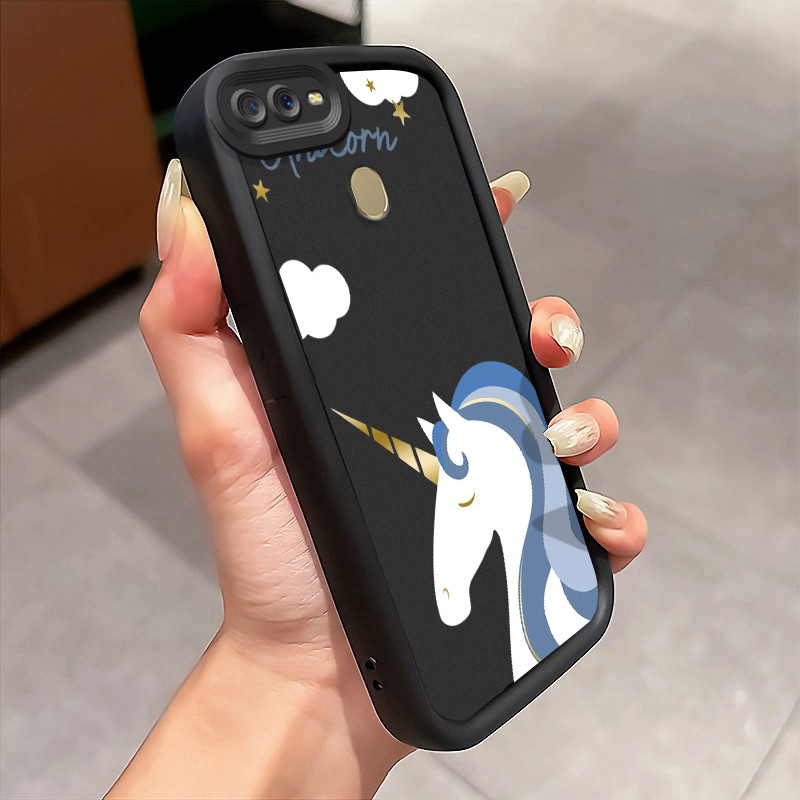Casing Hp OPPO A7 OPPO A5s OPPO A12 OPPO A12S A11k Case Casing pola unicorn biru HP Cesing mata lang