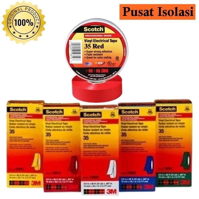 ISOLASI SCOTCH 35 VINYL ELECTRICAL TAPE RED ORIGINAL 3M