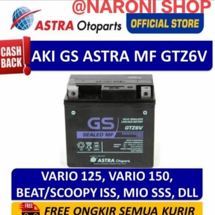 Aki Gtz6V Vario 125 Cbr150R / Beat Iss / Scoopy Iss Ns Hawk Gtz7S