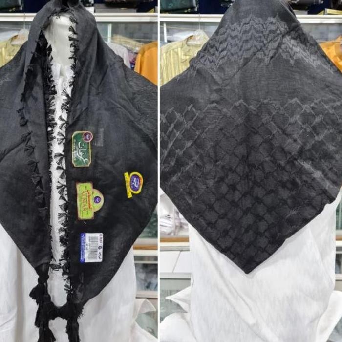 ASLI Promo Telah Hadir.. Sorban Almas Arafat Putih Polos Motif Bordir READY STOCK