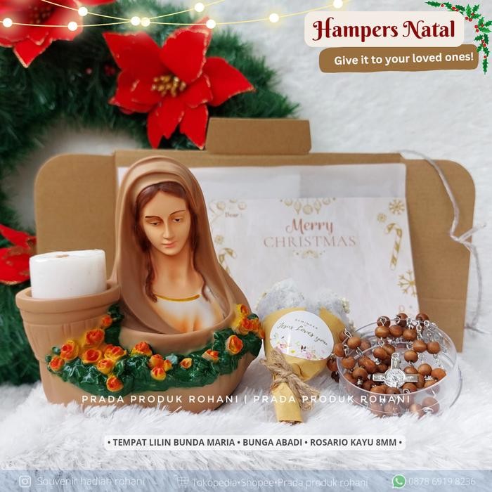Tempat Lilin Bunda Maria/Patung Bunda Maria/Rosario wangi/Bunga Abadi