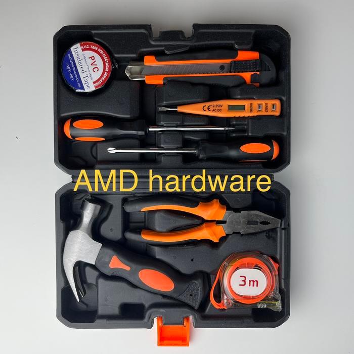 Handtools TOOLBOX Tool Kit SET Perkakas 9 pcs JLD (tekiro,stanley)