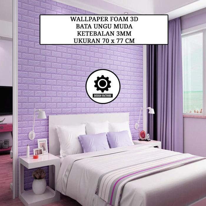 [COD] Wallpaper Foam 3D Bata Ungu Muda Premium Best Quality Sticker Dinding Dekorasi
