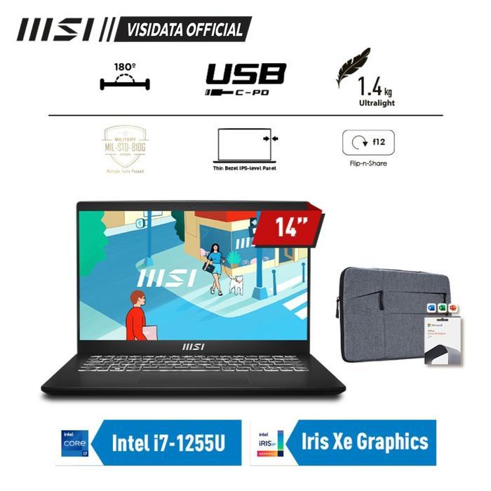 BARU MSI Modern 14-879/1051 Intel Core i7-1255U 16GB 512GB 14"FHD IrisXe W11 OHS