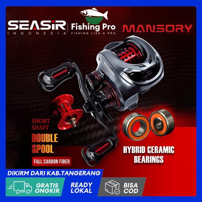 SEASIR MANSORY BC REEL PANCING BAITCASTING, KIRI/KANAN 2 KUMPARAN + GAGANG PEGANGAN RANGKA SERAT