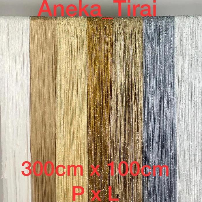 Tirai Benang Gliter 3x1m/tirai benang putih gold silver/tirai dekorasi