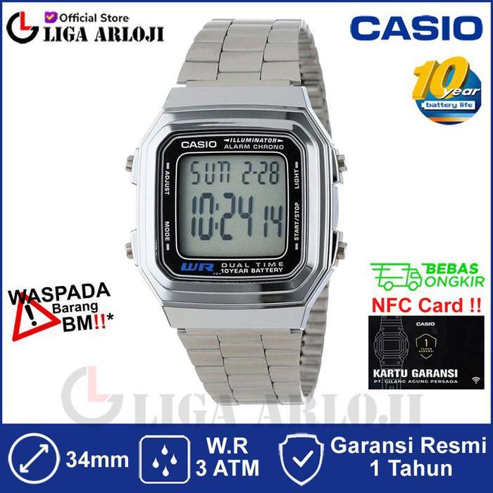 CASIO A178WA-1ADF - JAM TANGAN UNISEX VINTAGE SILVER A178WA A178WA 1ADF A178WA-1