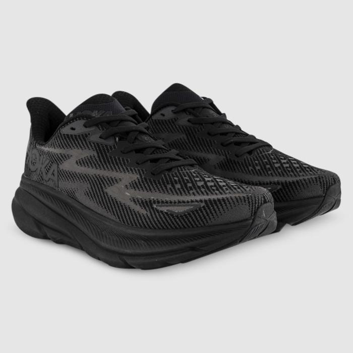Sepatu Lari Hoka Clifton 9 Mens Road Running Shoes - Black