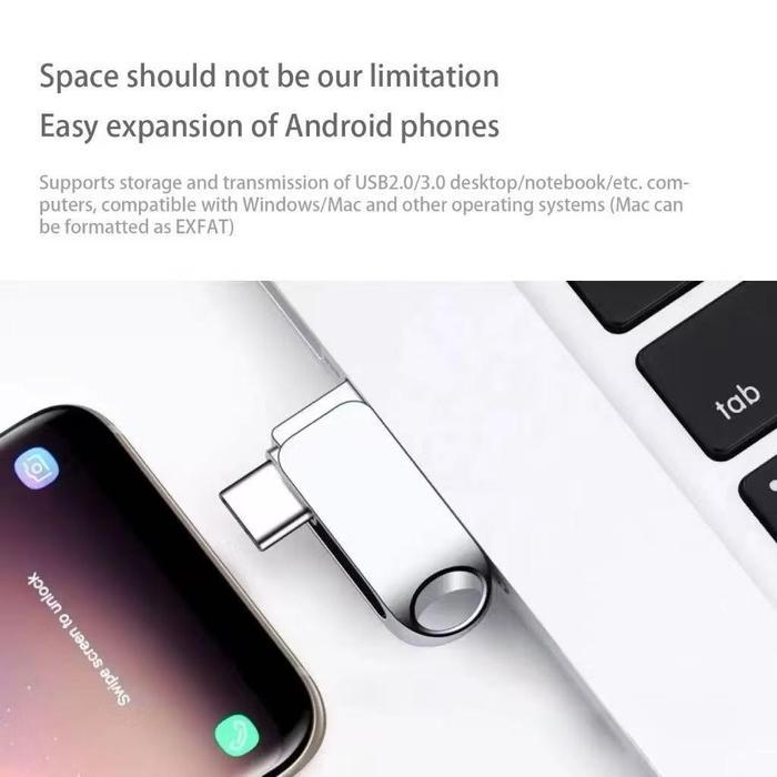 2TB 2in1 USB3.0 flash drive type c 1TB high-speed OTG USB flash drive, suitable for Android