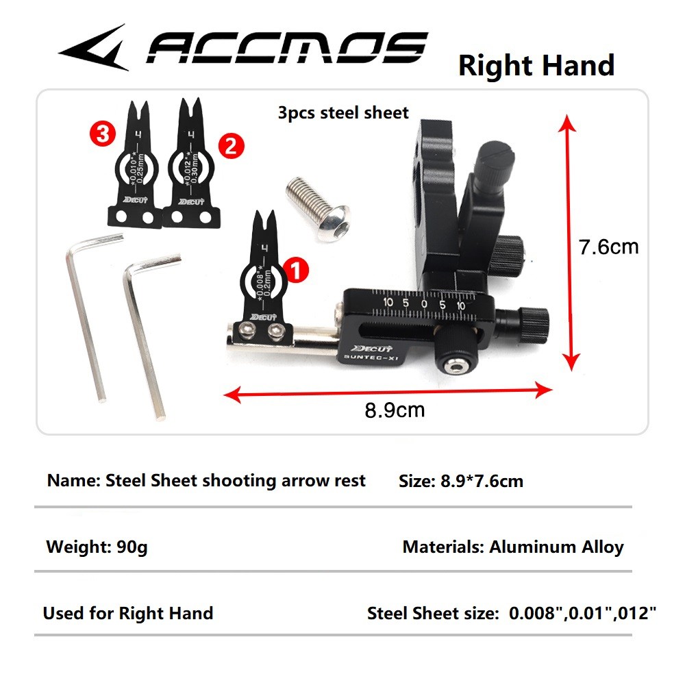 Decut Archery Suntec-x1 Compound Bow Rest, Black Right and Left Hand Bow Accessory