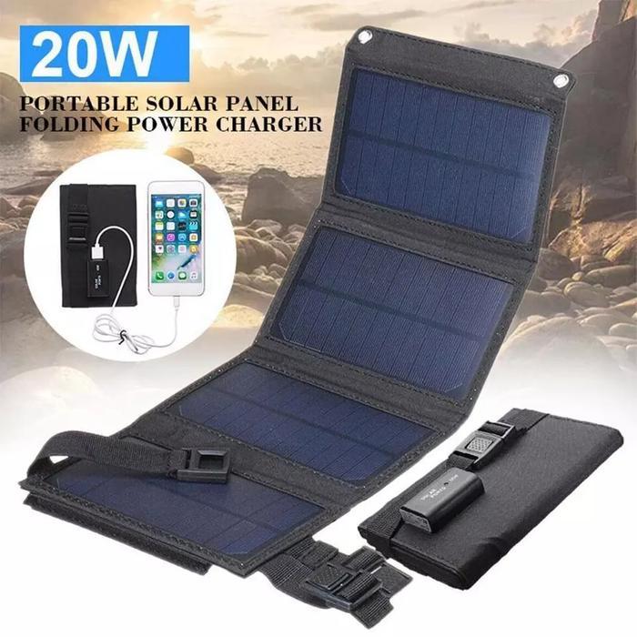 Solar panel charger tenaga surya lipat 20w, charger lipat solar