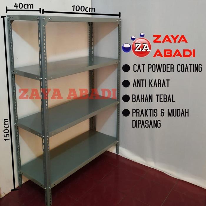 Rak Besi Siku Gudang Serbaguna 4 Susun Ambalan 100X40X150Cm