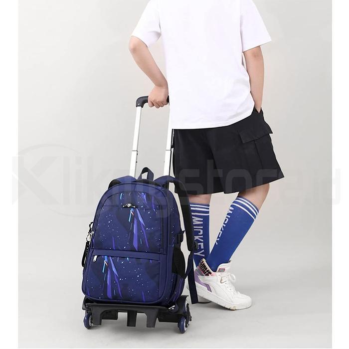 Tas Troli Anak Sekolah Dino Laki Ransel 6 Roda Tk Sd Smp School Bag