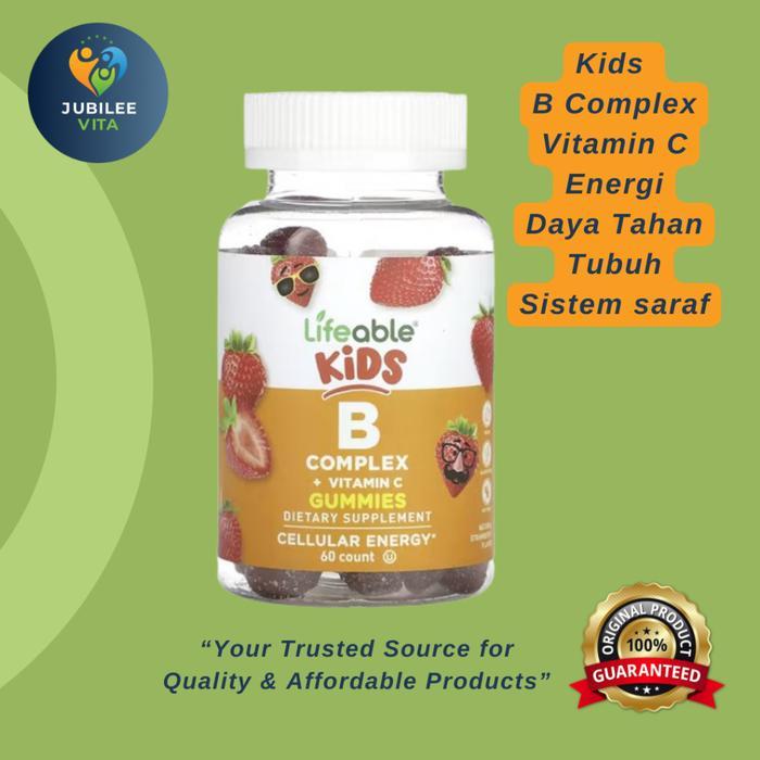 Lifeable Kids B Complex Kompleks Vitamin C Anak Energi Saraf Imun Daya Tahan Pertumbuhan, 60 gummies