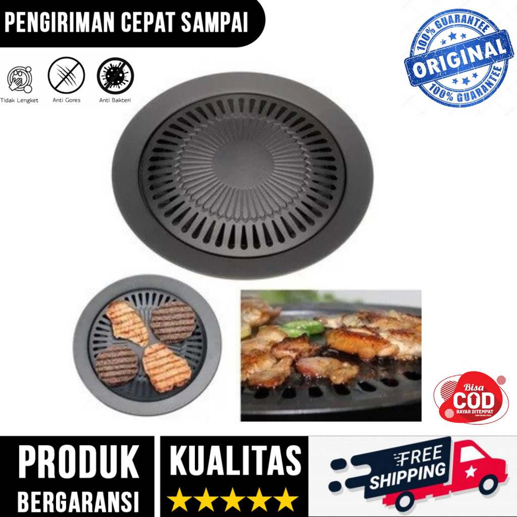 [ BERGARANSI ] Alat Panggang Pemanggang Portable BBQ Ultra Grill Korean Pan Bulat Panggangan Ikan Ay