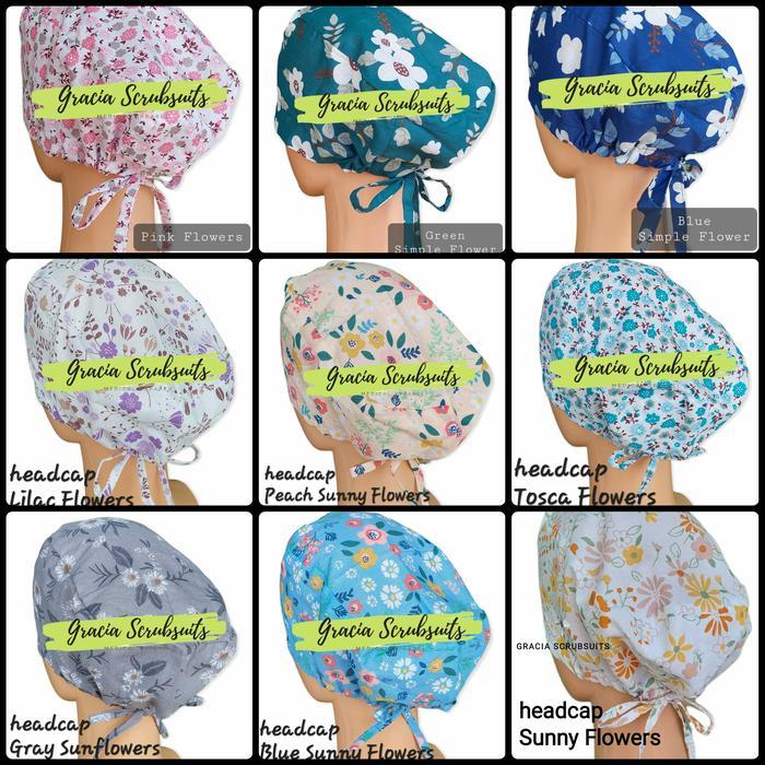 g57e- Head Cap / Surgical Cap / Headcap Medis Topi Bedah Dokter Motif Murah