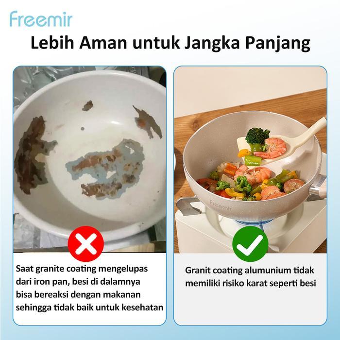 [Mega Sale] Best Seller Freemir Wajan Cekung Anti Mengelupas Anti Lengket Anti Gores Beige 20 Cm